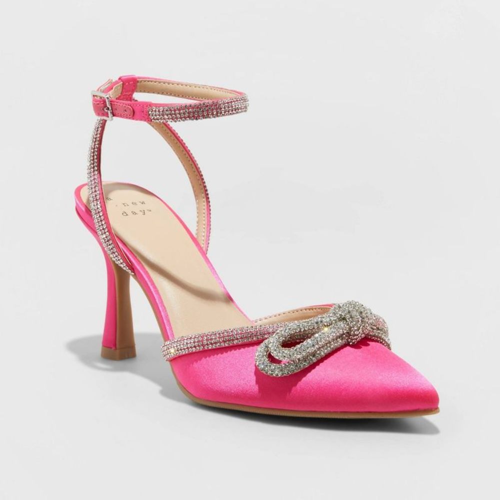Women's Carmin Bow Pumps - A New Day Pink 8